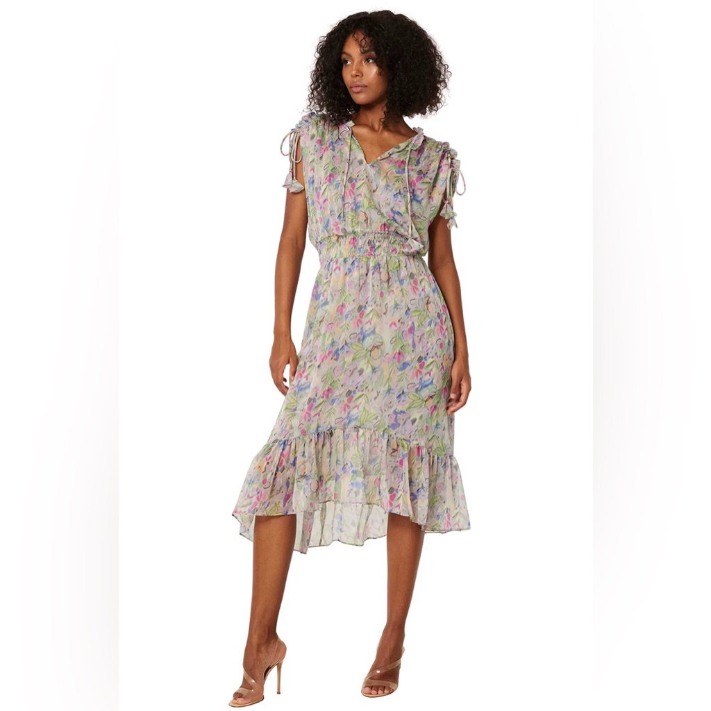 Misa Anais Short Sleeve Dress - Pastel Abstract